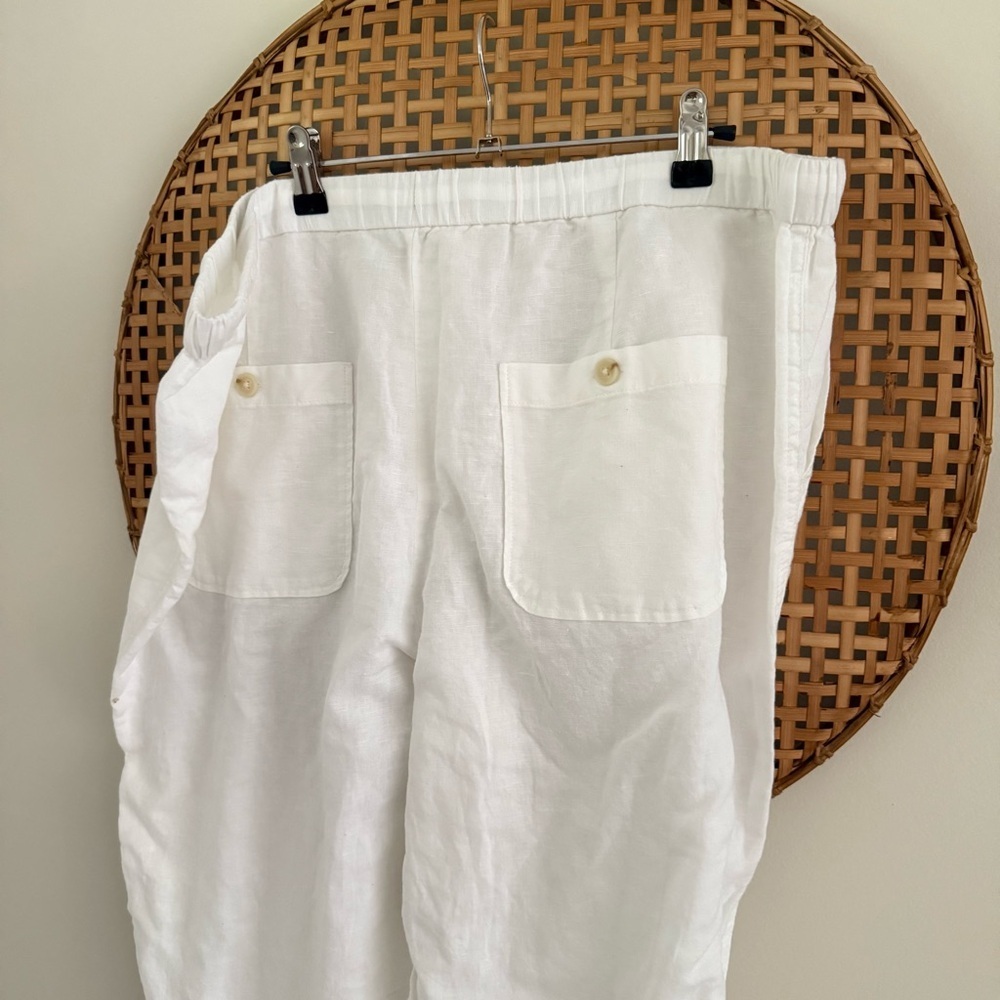 Liz Claiborne White Linen Blend Relaxed Wide Leg Pants XL - Picture 6 of 13